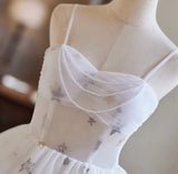 White Tulle Star Sequins Homecoming Dress