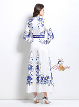 Palace Style Retro Breasted Printed Dress