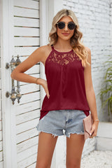 Solid Color Lace Stitching Suspender Vest