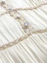 White V-neck Beading Pleats Mother Of The Bride Dress