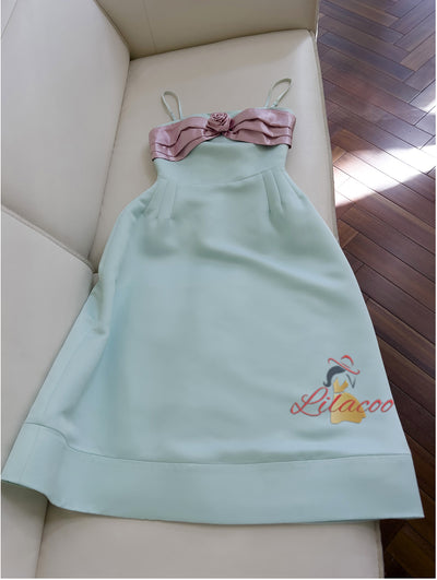 Green Spaghetti Straps Prom Dress