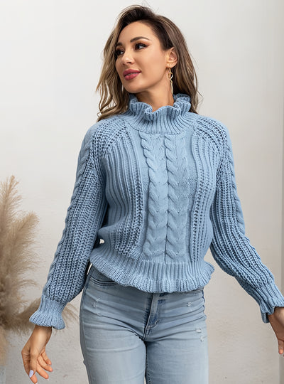 Twisted Turtleneck Loose Thick Sweater