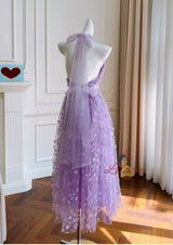 Purple Mesh Retro Halter Dress
