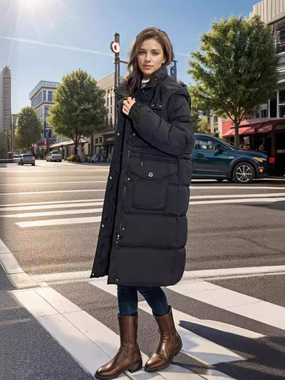 Long Over-the-knee Loose Padded Hooded Coat