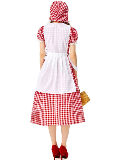 France Red and White Plaid Beer Festival Farm Dress