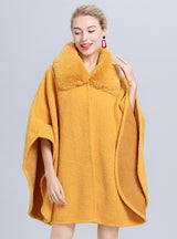 Women's Wool Cardigan Granular Cloak Coat