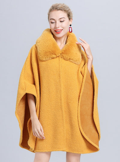 Women's Wool Cardigan Granular Cloak Coat