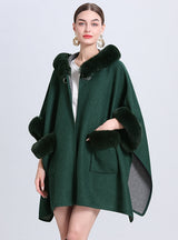 Hooded Loose Pocket Cloak Shawl Coat