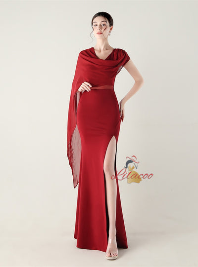 Mermaid One Shoulder Appliques Split Prom Dress