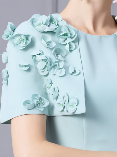 Green Flower Beading Mother Of The Bride Dress