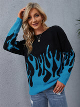 Pullover Knitted Round Neck Printed Sweater