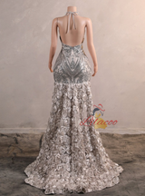 Silver Mermaid Sequins Prom Dress