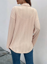 Women Button Lapel Shirt Coat