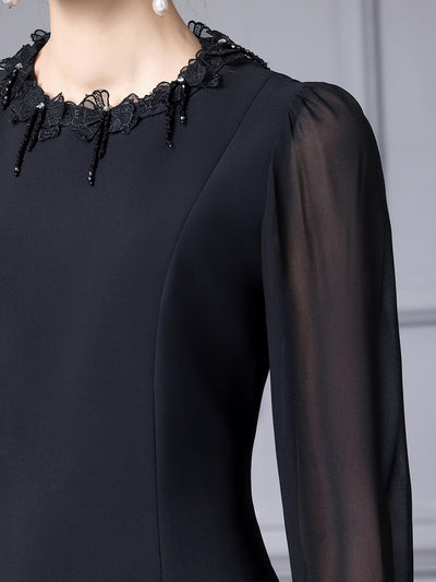 Black Long Sleeve Mother Of The Bride Dress