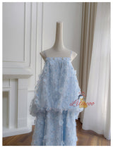 Blue Suspender Flower Dress