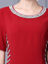 Red Short Sleeve Mother Of The Bride Dress