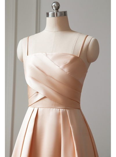 Champagne Spaghetti Straps Prom Dress