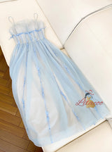 Light Blue Tube Top Suspender Dress