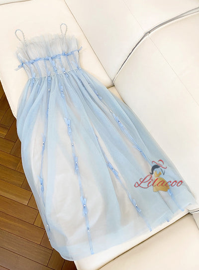 Light Blue Tube Top Suspender Dress