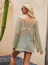 Long Sleeve Openwork Loose Beach Cover Up