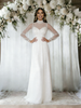 White Sequins Long Sleeve High Neck Wedding Dress