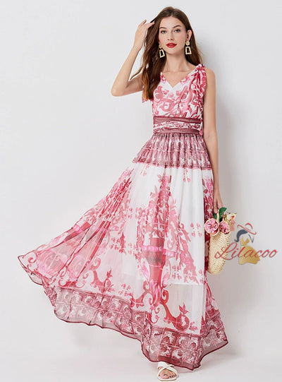 Sexy V-neck Bow Slim Waist Dress