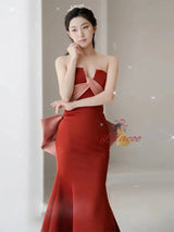 Mermaid Strapless Pleats Prom Dress