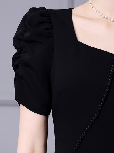 Black Short Beading Mother Of The Bride Dress