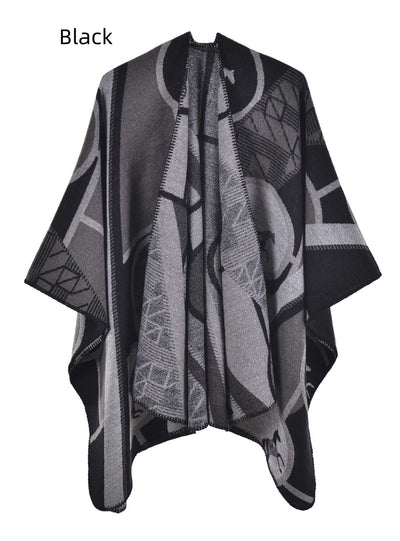 Thickened Cashmere Split Cloak Shawl