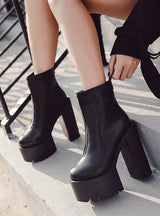 Thick-heeled High-heeled Zipper Martin Boots