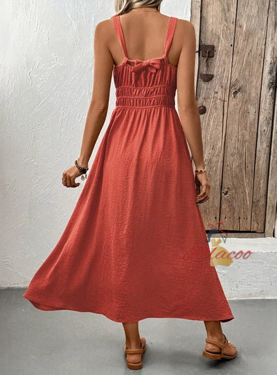 Sleeveless Sling Casual Pleated Dress