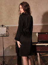 Silk-like Long Sleeve Robe Bathrobe