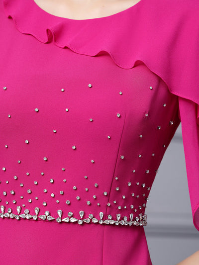 Fuchsia Split Bead Mother Of The Bride Dress