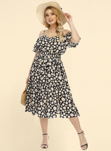 Colored Suspender Waist Loose Dress