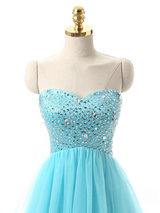 Blue Sweetheart Beading Homecoming Dress