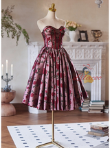 Burgundy Print Homecoming Dress