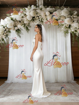 White Mermaid Satin Strapless Wedding Dress
