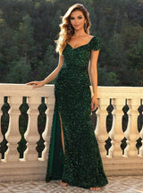 Sexy Slit Sequined Long Dress