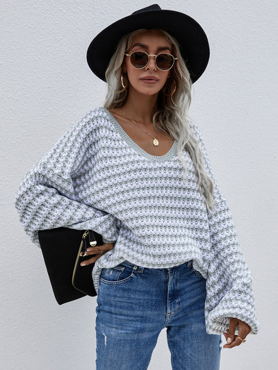 Pullover Striped V-neck Sweater