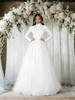 White Long Sleeve High Neck Backless Wedding Dress