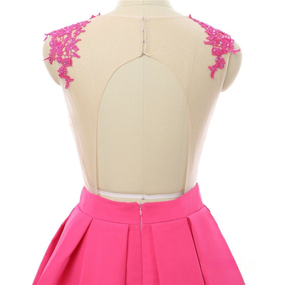 Hot Pink Lace Short Homecoming Dress