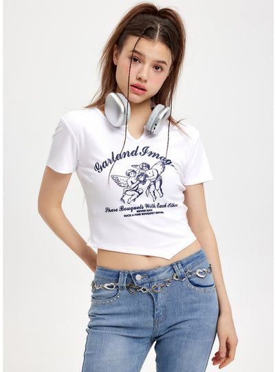Short-sleeved Blouse Irregular Slim T-shirt