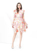 Retro Lace V-neck Long Sleeve Printed Dress