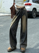 Retro Wide-leg High Waist Straight Slim Jeans