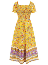 V-neck Puff Sleeves Drawstring Dress