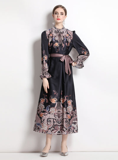 Retro Palace Horn Sleeve Slim Dress