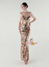 Mermaid Spaghetti Straps Beading Prom Dress