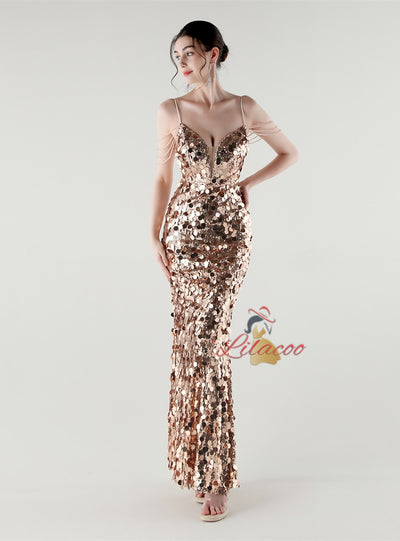 Mermaid Spaghetti Straps Beading Prom Dress