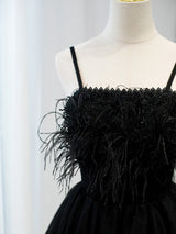 Black Tulle Spaghetti Straps Homecoming Dress