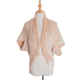 Ribbed Striped Knitted Cardigan Shawl
